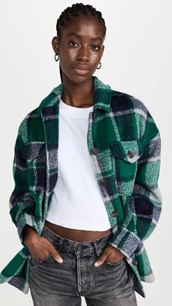 Best Sale ???? Avec Les Filles ???? Shirt Jacket Green-Navy ????