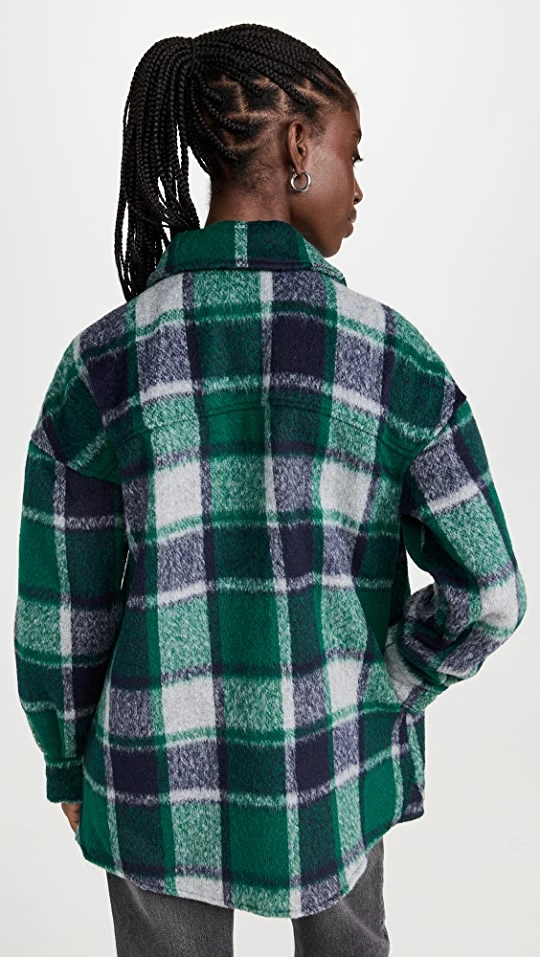 Best Sale ???? Avec Les Filles ???? Shirt Jacket Green-Navy ???? 4 Best Sale ???? Avec Les Filles ???? Shirt Jacket Green-Navy ???? - Image 2