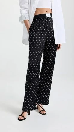 Deals ???? Alexander Wang Pajama Pant With Allover A Hotfix Black ????