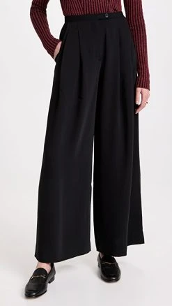 Promo ???? Club Monaco Wide Leg Crepe Trousers Black ????