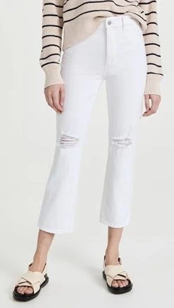 Top 10 ???? DL1961 Patti Straight High Rise Ankle ???? Jeans White Distressed ????