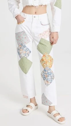 New ⌛ Denimist Boyfriend ???? Jeans White W/ Multi Patch Work ????