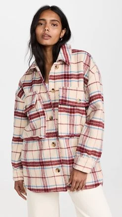 Brand new ???? English Factory Plaid Shacket Maroon Combo ????