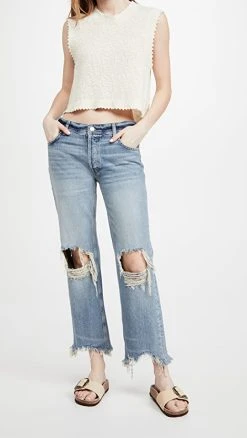 Cheap ???? Free People Maggie Mid Rise Straight ???? Jeans Aged To Perfection ????