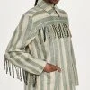 Coupon ???? Jonathan Simkhai Pierre Double Faced Wool Fringe ???? Shirt Jacket Cypress Stripe ????