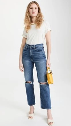 Best deal ⭐ Le Jean Mia Relaxed Straight ???? Jeans Bliss Distressed Wash ????
