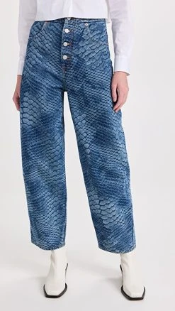 Deals ✔️ MM6 Maison Margiela Snake Print Denim ???? Jeans Blue Wash With Snake Print ????