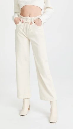 Promo ???? PAIGE Carly ???? Jeans With Waistband Tie Warm Ecru ✔️