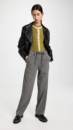 Budget ???? Proenza Schouler White Label Flannel Drawstring Pants Grey Melange ????