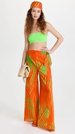 Cheapest ???? Simon Miller Lagga Pants Abstract Leaf-Tango Tangerine ????