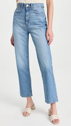 Deals ???? Ms. Triarchy Cinched High Rise Straight Leg ???? Jeans Vintage Light Indigo ????