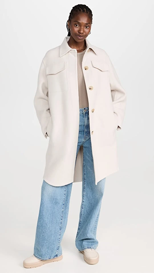 New ???? Vince Double Wool ???? Shirt ???? Coat Horchata ???? 3 New ???? Vince Double Wool ???? Shirt ???? Coat Horchata ????