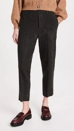 Flash Sale ???? Vince Check Plaid Easy Pull On Pants Azure Check ????